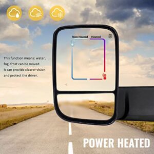 Towing Mirrors for 2019-2022 Ram 1500 - Dodge Tow Mirror with Power Glass Heated Turn Signal Light Puddle Lamp Temp Sensor Flip up Pair Set