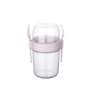 ganoone on the go cups, take and go cup with topping cereal or oatmeal container, portable lux cereal to-go container with top lid granola & fruit compartment (lilac)