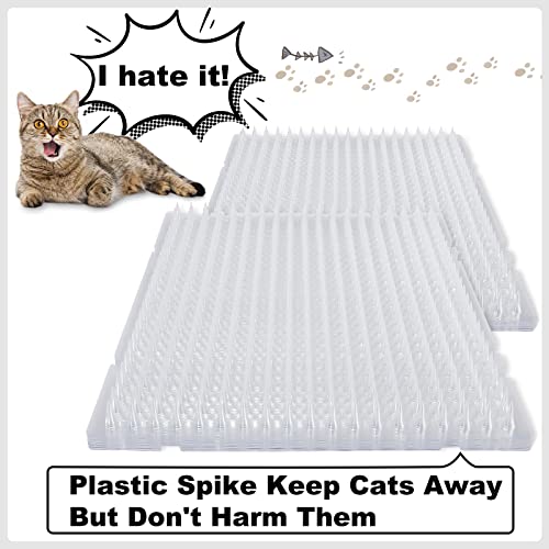 20 Pcs Cat Repellent Outdoor Indoor Mat Clear Cat Scat Mat Plastic Cat Deterrent Cat Repellent Mat with Spikes Furniture Plant Protectors from Cats Dogs Birds, 16 x 13 Inches