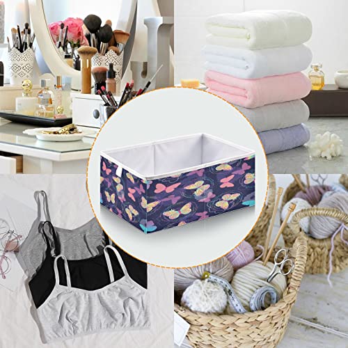 Kigai Butterflies(1) Open Home Storage Bins, for Home Organization and Storage, Toy Storage Cube, Collapsible Closet Storage Bins, with Small Handles, 15.75"L x 10.63"W x 6.96"H