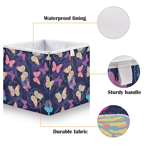 Kigai Butterflies(1) Open Home Storage Bins, for Home Organization and Storage, Toy Storage Cube, Collapsible Closet Storage Bins, with Small Handles, 15.75"L x 10.63"W x 6.96"H