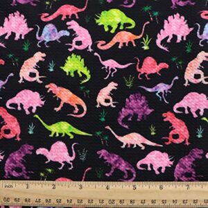 David Angie Dinosaur Printed Bullet Textured Liverpool Fabric 4 Way Stretch Spandex Knit Fabric by The Yard for Head Wrap Accessories (Black)