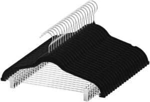 manzoo pants hangers skirt hangers velvet hangers with clips pant hangers with clips skirt hangers, 20pack black
