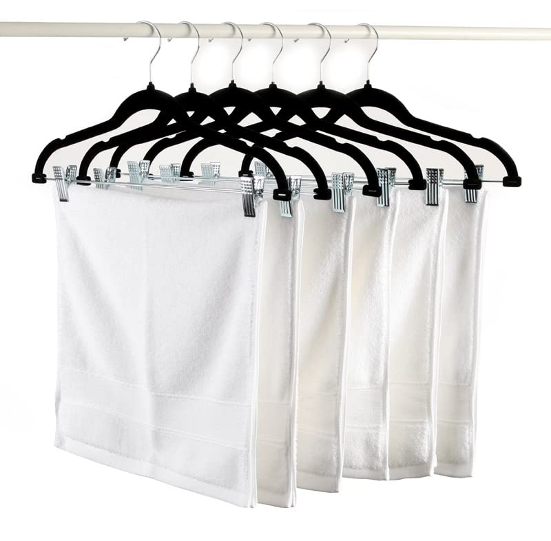 MANZOO Pants Hangers Skirt Hangers Velvet Hangers with Clips Pant Hangers with Clips Skirt Hangers, 20PACK Black