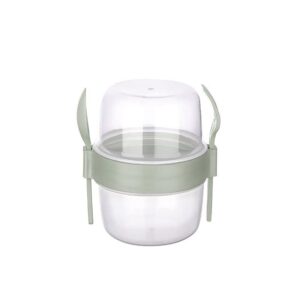 ganoone on the go cups, take and go cup with topping cereal or oatmeal container, portable lux cereal to-go container with top lid granola & fruit compartment (grey)
