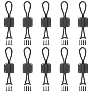 neighbours lane entryway hooks with metal screws - rustic decorative black wall hooks for hanging coats, towels, clothes, bags, & more - 10-pack vintage farmhouse hanger coat hook set for wall