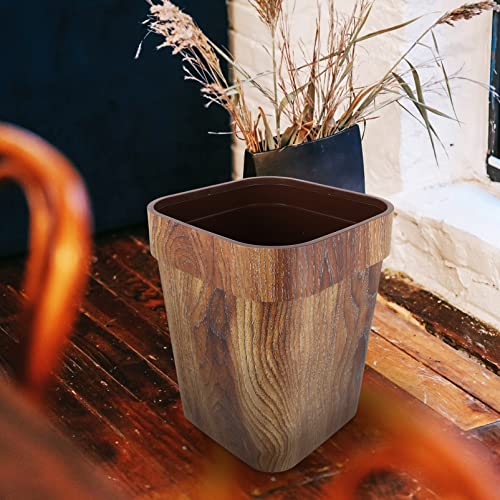 Cabilock Desktop Trash Bin Vintage Trash Can Imitation Wooden Garbage Can Waste Bin Wastebasket Garbage Container Rubbish Bin for Home Office Bathrooms Powder Rooms 13 Gallon Trash can Rubbish