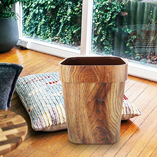 Cabilock Desktop Trash Bin Vintage Trash Can Imitation Wooden Garbage Can Waste Bin Wastebasket Garbage Container Rubbish Bin for Home Office Bathrooms Powder Rooms 13 Gallon Trash can Rubbish