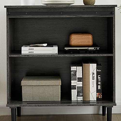 IRCPEN Sideboard Buffet Storage Cabinet, Small Accent Cabinet with Barn Door, 31.5" Cupboard Sliding Barn Door Kitchen Cabinet with Shelves for Bar, Living Room,Dining Room, Hallway (Dark Grey)