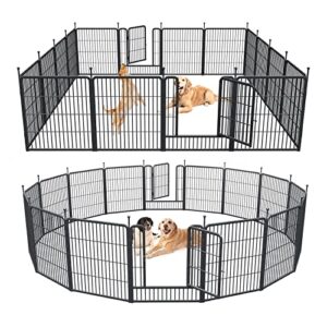 musen dog playpen outdoor, 16 panels dog pen 32" height dog fence exercise pen with doors for large/medium/small dogs, portable pet playpen for yard, rv, camping, hammer paint finish (patent pending)