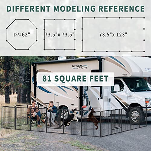 Musen Dog Playpen Outdoor, 16 Panels Dog Pen 32" Height Dog Fence Exercise Pen with Doors for Large/Medium/Small Dogs, Portable Pet Playpen for Yard, RV, Camping, Hammer Paint Finish (Patent Pending)