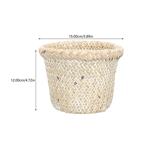 Zerodeko 2pcs Woven Waste Basket Seagrass Wicker Storage Organizer Basket Small Trash Can Desktop Trash Can Garbage Can Laundry Hamper Basket