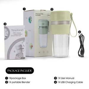 2BK Sports Blender Cup, One-handed Drinking Mini Blender for Shakes and Smoothies,Personal Blender with Rechargeable USB, Made with BPA-Free Material Portable Juicer, Vivid Green