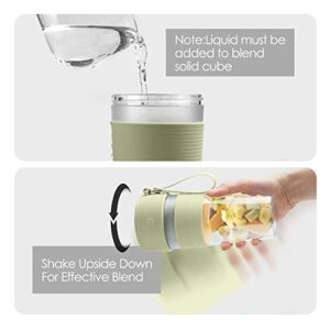 2BK Sports Blender Cup, One-handed Drinking Mini Blender for Shakes and Smoothies,Personal Blender with Rechargeable USB, Made with BPA-Free Material Portable Juicer, Vivid Green