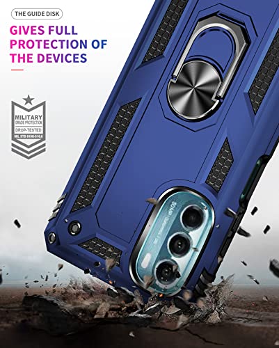 SKTGSLAMY Moto G 5G 2022 Case: Military-Grade Drop Tested, Magnetic Kickstand, Car Mount, Screen Protector - Blue