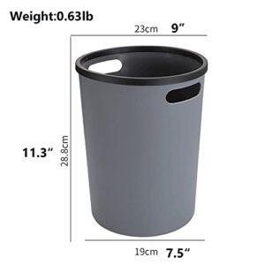 Zhongren 3 Gllon Trash Can Wastebasket Round Plastic Recycling Bin with Handles Garbage Container for Kitchen Office Bathroom Living Room Bedroom Commercial White+Grey-4 Pack