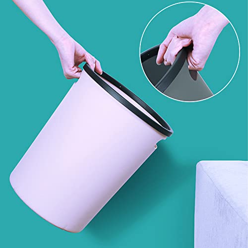 Zhongren 3 Gllon Trash Can Wastebasket Round Plastic Recycling Bin with Handles Garbage Container for Kitchen Office Bathroom Living Room Bedroom Commercial White+Grey-4 Pack