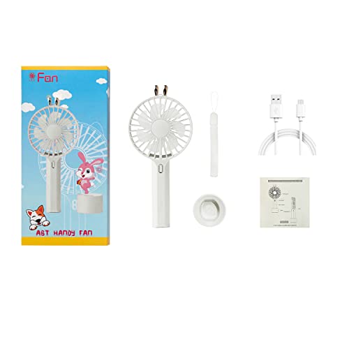 Mini Handheld Fan, 3 in 1 Small Fan with 7 Colors LED Lights, 3 Adjustable Speeds, Rechargeable Battery Operated Fan for Kids, Girls and Women Outdoors or Home Office Use.