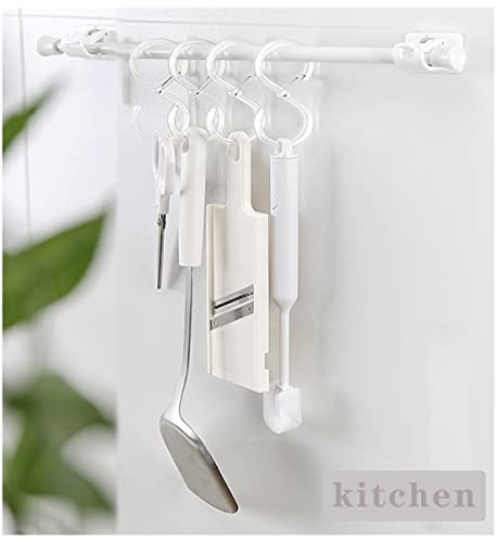 S Hooks with Safety Buckle for Hanging, Anti-Drop S Shaped Hooks, Heavy Duty Rustproof S Hangers for Kitchen Utensil, Closet Rod, Bathroom (32, Clear)