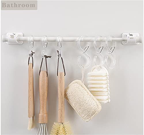 S Hooks with Safety Buckle for Hanging, Anti-Drop S Shaped Hooks, Heavy Duty Rustproof S Hangers for Kitchen Utensil, Closet Rod, Bathroom (32, Clear)