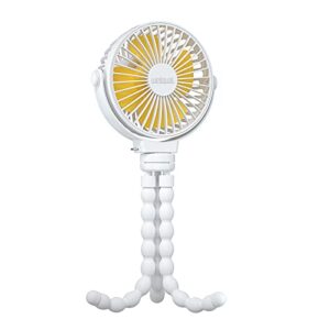 Portable Fan, Handheld fan, Mini Fan, Table Fan with 3 Speed, Flexible Tripod Clip on Bed Desk Bike Crib Treadmill Stroller, 180° Adjustable USB Fan, Personal Fan for Office Home Outdoor (white)