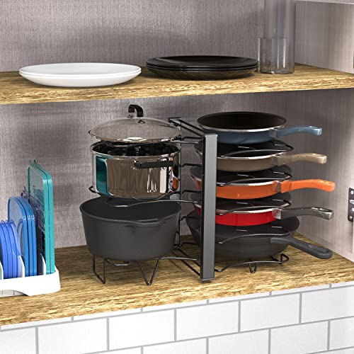 Simple Houseware Double Sided Height Adjustable Pan/Pot Organizer - 8 Compartments, Black