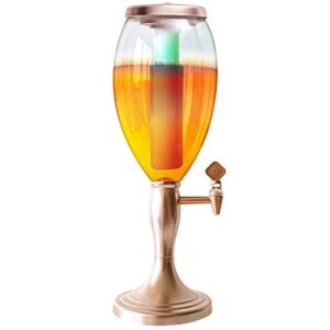 Beer Tower Dispenser 5L/169oz Mimosa Drink Tower with 2 Detachable Ice Tube and LED Light, Margarita Beverage Dispenser for Party Gameday Bars, Keep Fresh & Cold, Easy to Clean (Rose Gold Finish)