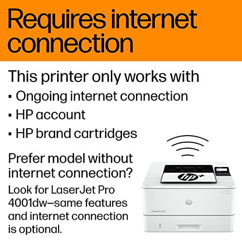 HP LaserJet Pro 4001dwe,Monochrome Wireless Black & White Printer with HP+ Smart Office Features