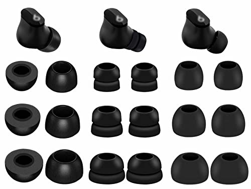 9 Pairs Ear Tips Kit Compatible with Beats Studio Buds, Silicone Double Flange and Memory Foam Tips S/M/L Replacement Noise Reduce Fit in Case Eartips for Beat Studio Buds - Black