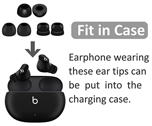 9 Pairs Ear Tips Kit Compatible with Beats Studio Buds, Silicone Double Flange and Memory Foam Tips S/M/L Replacement Noise Reduce Fit in Case Eartips for Beat Studio Buds - Black