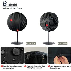 Bitubi Industrial Fan Cover, Waterproof Outdoor Fan Covers, Compatible for 30 Inch Wall Mount Fan and Pedestal Fan, Heavy Duty 600D oxford Dustproof Fan Cover,Black