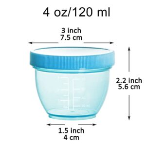 Youngever 18 Pack 1/2 Cup Small Food Containers with Lids, 4 oz Mini Food Storage Containers, Condiment, and Sauce Containers, 9 Assorted Colors, with Lids Labels