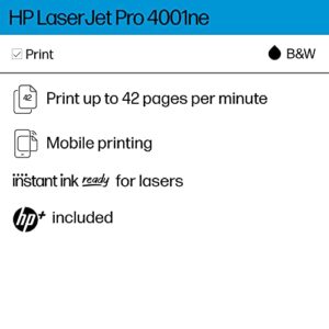 HP LaserJet Pro 4001ne Black & White Printer with HP+ Smart Office Features