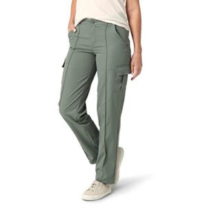 lee women's flex to go mid rise seamed cargo pant, fort green, 12 petite