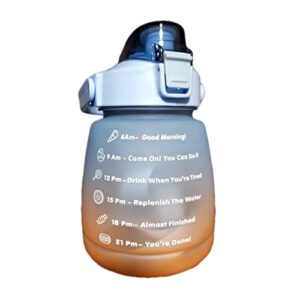 motivational pot belly water bottle with time markers (ombre blue)