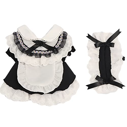 apott Pet Maid Outfit Cat Princess Dresses Adorable Costume with Headwear for Cats Dogs Birthday Party Black L