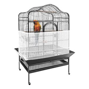 SIMENA Bird Cage Seed Catcher, Skirt for Bird Cage, Nylon Mesh Bird Cage Liners, Easy Cleaning Bird Cage Cover for Small and Medium Sized Cages (White, 45"-59")