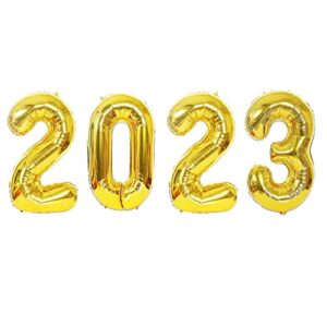 16inch 2023 Number Foil Balloons for New Years Eve Party Supplies Festival Party Anniversary Party Graduation Decorations Home Office Décor- Gold