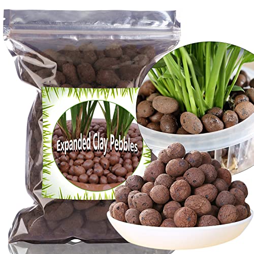 Expanded Clay Pebbles 1 qt, 8mm-14mm Clay Balls for Plants, Organic Plant Grow Media, Porous Stones for Hydroponics, Drainage, Decoration, Aquaponics, and Other Gardening Essentials