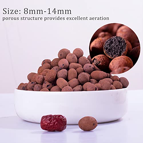 Expanded Clay Pebbles 1 qt, 8mm-14mm Clay Balls for Plants, Organic Plant Grow Media, Porous Stones for Hydroponics, Drainage, Decoration, Aquaponics, and Other Gardening Essentials