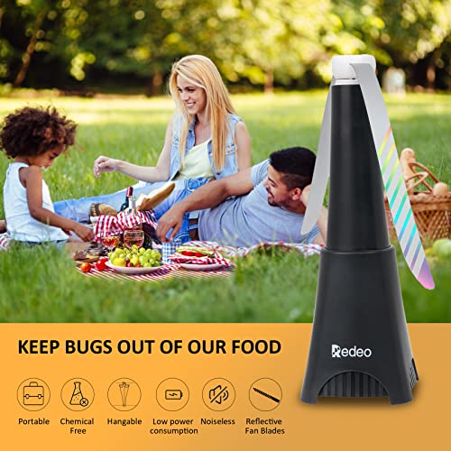 Redeo Fly Repellent Fan for Tables Outdoor Indoor Food Fan to Keep Flies Away Bug Repellent/Deterrent Fan Deter Flies/Wasps/Bees/Other Moscas/Bugs Away Rechargeble -2 Pack with Batteries