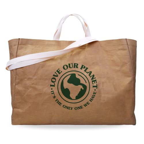 EARTHGRADE Reusable Grocery Shopping Bag – Sustainable & Eco Friendly Washable Paper Totes with Cotton Canvas Handles & Durable Seams