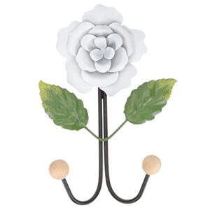 zerodeko wall hanger wall mounted rose hook entryway iron key holder wall hanging double clothes hook door back hook bathroom towel hook for bags hat jackets white decorative rose iron hooks