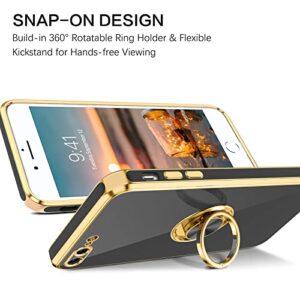 BENTOBEN iPhone 8 Plus Case, iPhone 7 Plus Case, Slim Fit Ring Holder Stand Magnetic Car Mount Supported Shockproof Protective Women Girls Men Boys Case Cover for iPhone 8 Plus/7 Plus 5.5", Black/Gold