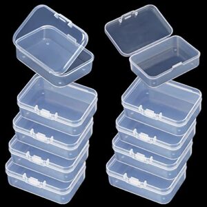 gbstore 10 pcs small clear plastic storage box mini rectangle bead organizers box case container for jewelry earplugs crafts nail decoration small items