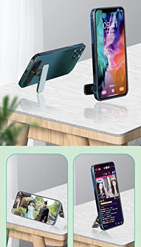 Foldable Cell Phones Kickstand 360°Rotation Multi-Angle Horizontal Vertical Invisible Mini Folding Desk Mount Holder for iPhone Smartphones (Light Blue)