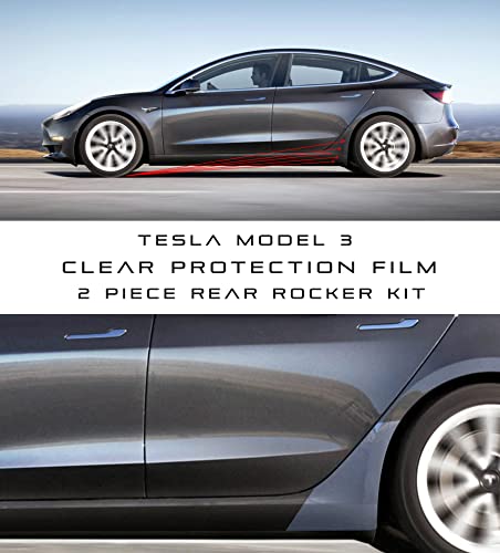 Crystal Shield 2017 - 2023 Tesla Model 3 Rear Rocker Paint Protection Film Kit 8 Mil Thick PPF Clear - Squeegee & Install Gel Accessories Included 10 Year Warranty