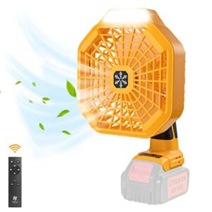 flagpower portable camping fan cordless jobsite fan compatible with dewalt 14.4-20v li-ion battery usb floor fan industrial fan with 3 speeds, led brightness, 3h timer 110°rotation for indoor outdoors