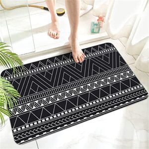 boho diatomaceous earth bath mat rug-rubber non slip quick dry super absorbent thin bathroom rugs fit under door shower rug for in front of bathtub,shower room,sink ( 17" l x 27" w rectangle)