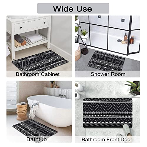 Boho Diatomaceous Earth Bath Mat Rug-Rubber Non Slip Quick Dry Super Absorbent Thin Bathroom Rugs Fit Under Door Shower Rug for in Front of Bathtub,Shower Room,Sink ( 17" L x 27" W Rectangle)